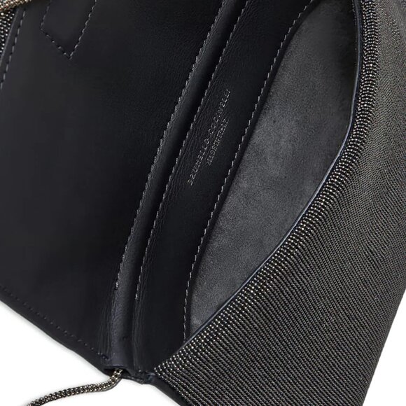 Brunello Cucinelli Monili Crossbody City Bag Gunmetal Clutch Precious New $3895 - Picture 10 of 10